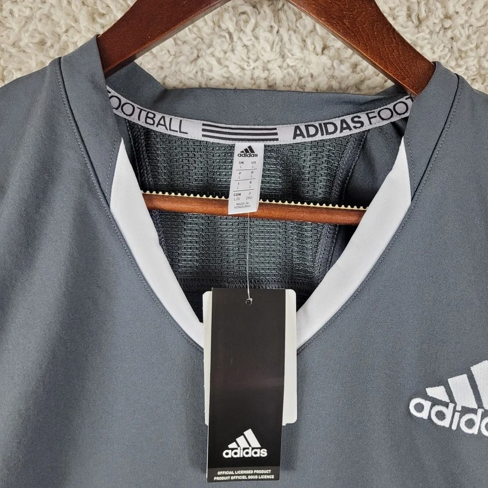 Adidas Football Jersey‎ Mens Large Gray New A1 Stock J GG7391 Short Sleeve
